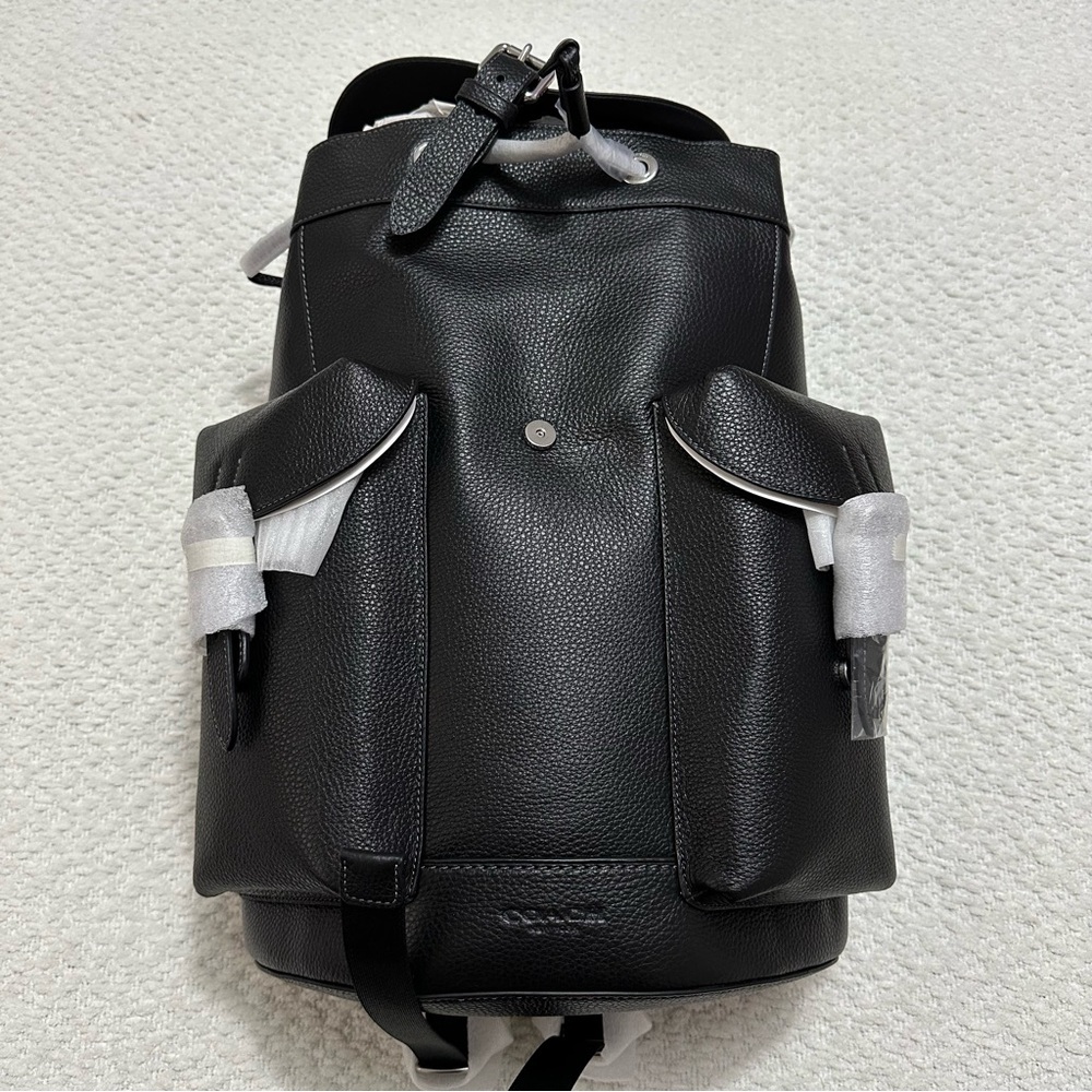 NWT Coach Warner Laptop Black Pebbled Leather Backpack Silver Hardware CW210 - Picture 12 of 14